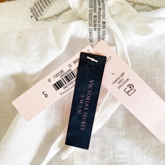 NWT Victoria’s Secret Drawstring Waist Linen Cover-up Shorts in White - Picture 8 of 13